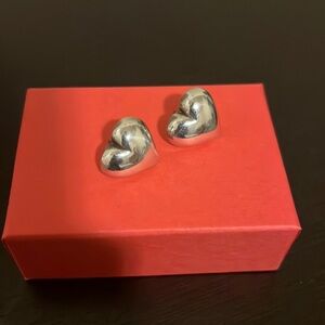 80’s vintage Heart-Shaped silver earrings